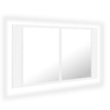 LED Bathroom Mirror Cabinet White 80x12x45 cm Acrylic - Front View