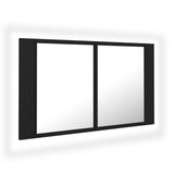 LED Bathroom Mirror Cabinet Black 80x12x45 cm Acrylic - Front View