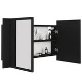 LED Bathroom Mirror Cabinet Black 80x12x45 cm Acrylic - Close-Up Angle