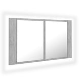 LED Bathroom Mirror Cabinet Concrete Grey 80x12x45 cm Acrylic - Front View