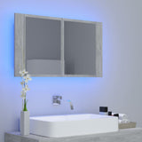 LED Bathroom Mirror Cabinet Concrete Grey 80x12x45 cm Acrylic - Side View