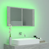 LED Bathroom Mirror Cabinet Concrete Grey 80x12x45 cm Acrylic - 45-Degree Angle