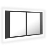 LED Bathroom Mirror Cabinet High Gloss Grey 80x12x45 cm Acrylic - Front View