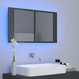 LED Bathroom Mirror Cabinet High Gloss Grey 80x12x45 cm Acrylic - Side View
