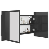 LED Bathroom Mirror Cabinet High Gloss Grey 80x12x45 cm Acrylic - Close-Up Angle