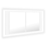LED Bathroom Mirror Cabinet White 90x12x45 cm Acrylic - Front View