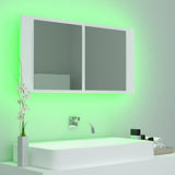 LED Bathroom Mirror Cabinet White 90x12x45 cm Acrylic - Top-Down View