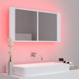 LED Bathroom Mirror Cabinet White 90x12x45 cm Acrylic - 45-Degree Angle