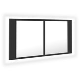 LED Bathroom Mirror Cabinet Grey 90x12x45 cm Acrylic - Front View