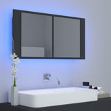 LED Bathroom Mirror Cabinet Grey 90x12x45 cm Acrylic - Side View