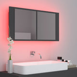 LED Bathroom Mirror Cabinet Grey 90x12x45 cm Acrylic - 45-Degree Angle