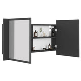 LED Bathroom Mirror Cabinet Grey 90x12x45 cm Acrylic - Close-Up Angle