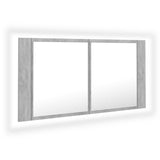 LED Bathroom Mirror Cabinet Concrete Grey 90x12x45 cm Acrylic - Front View