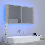 LED Bathroom Mirror Cabinet Concrete Grey 90x12x45 cm Acrylic