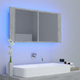 LED Bathroom Mirror Cabinet Concrete Grey 90x12x45 cm Acrylic - Side View