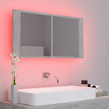 LED Bathroom Mirror Cabinet Concrete Grey 90x12x45 cm Acrylic - 45-Degree Angle