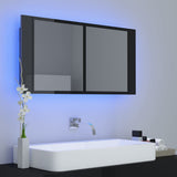 LED Bathroom Mirror Cabinet High Gloss Black 90x12x45 cm Acrylic - Side View