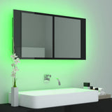 LED Bathroom Mirror Cabinet High Gloss Black 90x12x45 cm Acrylic - Top-Down View