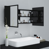 LED Bathroom Mirror Cabinet High Gloss Black 90x12x45 cm Acrylic