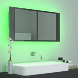 LED Bathroom Mirror Cabinet High Gloss Grey 90x12x45 cm Acrylic - Top-Down View
