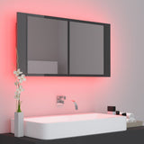 LED Bathroom Mirror Cabinet High Gloss Grey 90x12x45 cm Acrylic - 45-Degree Angle