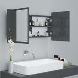LED Bathroom Mirror Cabinet High Gloss Grey 90x12x45 cm Acrylic - Rear View