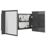LED Bathroom Mirror Cabinet High Gloss Grey 90x12x45 cm Acrylic - Close-Up Angle