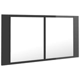 LED Bathroom Mirror Cabinet High Gloss Grey 90x12x45 cm Acrylic - Low Angle