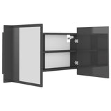 LED Bathroom Mirror Cabinet High Gloss Grey 90x12x45 cm Acrylic - Extra Image
