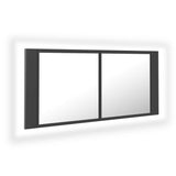 LED Bathroom Mirror Cabinet Grey 100x12x45 cm Acrylic - Front View