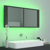 LED Bathroom Mirror Cabinet Grey 100x12x45 cm Acrylic - Extra Image