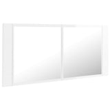 LED Bathroom Mirror Cabinet High Gloss White 100x12x45cm Acrylic - Side View