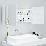 LED Bathroom Mirror Cabinet High Gloss White 100x12x45cm Acrylic - Low Angle