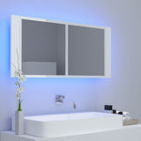 LED Bathroom Mirror Cabinet High Gloss White 100x12x45cm Acrylic