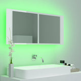 LED Bathroom Mirror Cabinet High Gloss White 100x12x45cm Acrylic - Extra Image