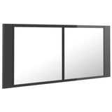 LED Bathroom Mirror Cabinet High Gloss Grey 100x12x45 cm Acrylic - Side View