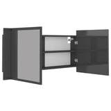 LED Bathroom Mirror Cabinet High Gloss Grey 100x12x45 cm Acrylic - 45-Degree Angle