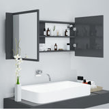 LED Bathroom Mirror Cabinet High Gloss Grey 100x12x45 cm Acrylic - Low Angle