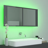 LED Bathroom Mirror Cabinet High Gloss Grey 100x12x45 cm Acrylic - Extra Image