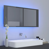 LED Bathroom Mirror Cabinet High Gloss Grey 100x12x45 cm Acrylic - Extra Image