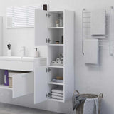 Bathroom Cabinet White 30x30x130 cm Engineered Wood - Side View