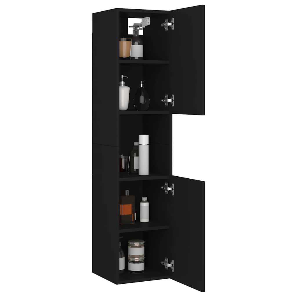 Bathroom Cabinet Black 30x30x130 cm Engineered Wood