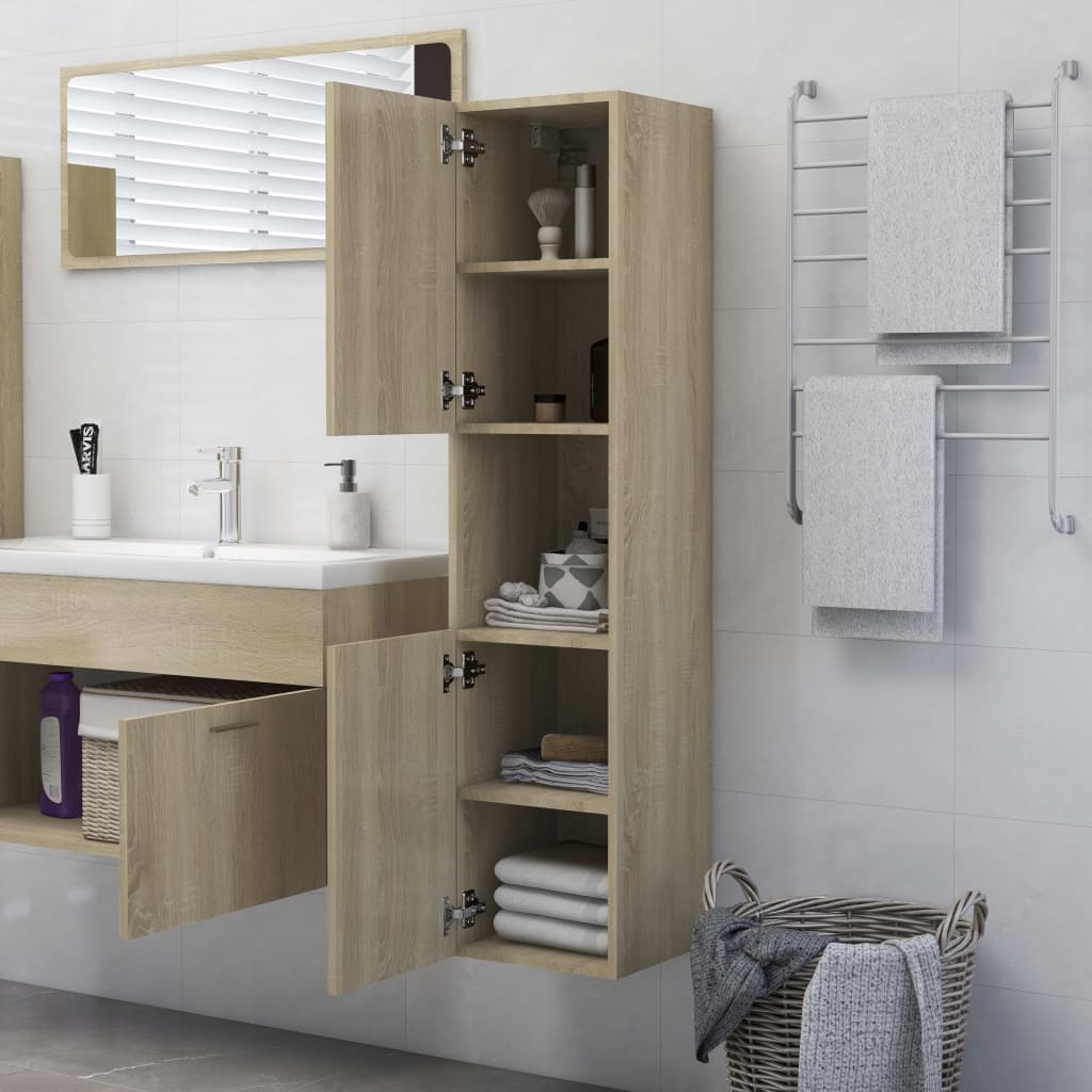 Bathroom Cabinet Sonoma Oak 30x30x130 cm Engineered Wood