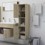 Bathroom Cabinet Sonoma Oak 30x30x130 cm Engineered Wood - Side View