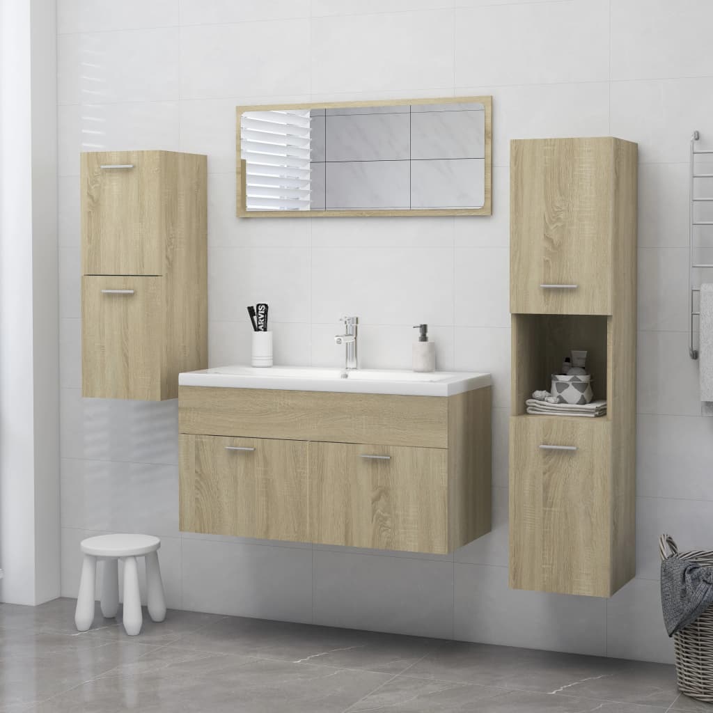 Bathroom Cabinet Sonoma Oak 30x30x130 cm Engineered Wood