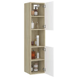 Bathroom Cabinet White and Sonoma Oak 30x30x130 cm Engineered Wood - Top-Down View