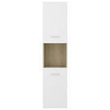 Bathroom Cabinet White and Sonoma Oak 30x30x130 cm Engineered Wood - 45-Degree Angle