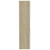 Bathroom Cabinet White and Sonoma Oak 30x30x130 cm Engineered Wood - Low Angle