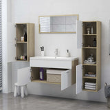 Bathroom Cabinet White and Sonoma Oak 30x30x130 cm Engineered Wood - Extra Image