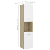 Bathroom Cabinet White and Sonoma Oak 30x30x130 cm Engineered Wood